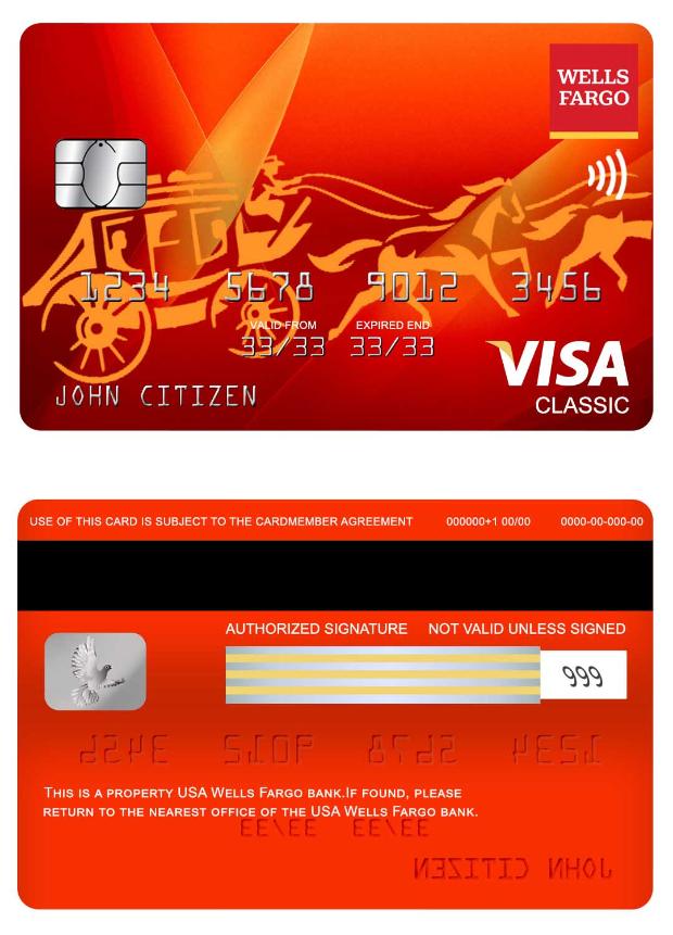 USA Wells Fargo bank visa classic card